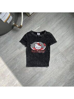 Black / Grey / Multicoloured Official Hello Kitty Racing Graphic Baby Tee